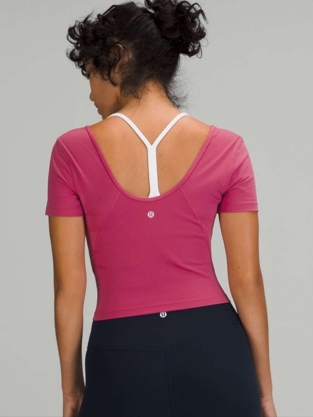 lululemon athletica Short Sleeve V-Neck Crop Top - Magenta Pink